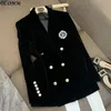 بدلات النساء بليزرز commpiedmont-veste noire doublee de velours pour femme manteau moyen mince polyvalent festival autival 231206