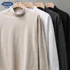 Men's T-Shirts en 270G Heavyweight Half-Turtleneck Long-Sle T Shirts for Men Autumn 100% Cotton Solid Color Undershirt Men's Clothing L231208