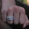 Hip Hop Diamond Luksusowe sześcienne z cyrkonu pierścionki zaręczynowe dla kobiet markizowy kryształowy przyjęcie weselne Prezent biżuterii