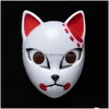 Party Masks Demon Slayer Tanjirou Mask Sabito Mascarilla Makomo Cosplay Masques Halloween Costume Mascaras Led 0627 Drop de HomeFavor Dh2qf