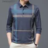 Men's T-Shirts New Elastic Autumn Long Sle Mens Shirts Luxury Loose Wide Striped Business Casual Warm Tops Fashion Man Tees 4XL L231208