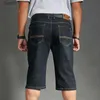 Herr jeans män denim shorts 2023 sommarbockar bomull berda stor storlek halv byxa svart stretch casual knä längd jean män shortl231208