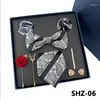 Bow Ties Silk Tie 8 Piece Set /Bowtie /Cuff /Pocket Square 2/Tie Clip/Brooch 2 High-end Upscale Necktie With Gift Box