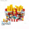 Blocks Mini Cake Shop Fries Shop Bausteine DIY City Street View Montage Modell Haus Ornamente Kinder Lernspielzeug Freunde Geschenke R231208