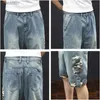 Men's Jeans Denim Shorts Summer Men Casual Loose Plus Size 42 40 38 Knee Length Fit Boy Teenager Jeans Stretched Big Half TrousersL231208