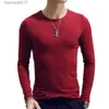 Moda masculina t-shirt casual o-pescoço longo sle magro esportes ao ar livre top l231208