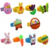 Cartoon Ostern Ringe Ei Korb Kleine Schmuck Bunny Frühling Party Kinder Kind Kaninchen Spielzeug Zubehör