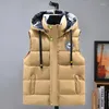 Coletes masculinos plus size 7xl homens colete de trabalho primavera inverno sem mangas jaqueta para homens moda quente com capuz masculino colete casaco chaquetas