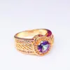 Cluster Rings Topaz Diamond Ring Set For Couple Jewellery 18K Gold Coloured Vintage Rainbow Stone Wedding Floral