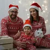 Familie Passende Outfits Weihnachten Pyjamas Set Weihnachten Elch Rot Druck Erwachsene Vater Vater Mutter Kinder Nachtwäsche Baby Jungen Mädchen Kleidung 231207