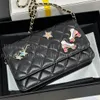 12A Upgrade Mirror Quality Designer Classic Wallet on Chain Bags 19cm Mini Women's Lambskin Quilted Purse Charm Genuine Leather Handbags Black Shoulder Box Bag