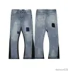 Designer jeans voor heren Hoge kwaliteit inkjet Graffiti micro-hoorn jeans Luxe denim Gallery Zweetafdeling broek verweerde gescheurde zwart blauw paarse jeans 12BPP8