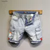 Men's Jeans Marque de mode hommes jean Shorts trou 2023Streetwear Harajuku mince droit Denim Shorts été décontracté Baggy déchiré jean pour menL231208