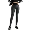 Pantalon féminin Femmes en cuir haut élastique Leggings brillants pantalons