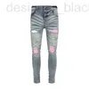 Herrenjeans Designerjeans JB High Street Hellblau Skinny Perforated Pink Patch Hip Hop Denim Pants JMXH