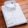 Camisas de vestido masculinas de alta qualidade camisa de fibra de bambu manga longa estiramento cuidado-livre listrado xadrez confortável macio negócios casual