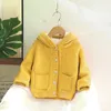 Pullover autumn and winter clothes girls thickened hooded plus fleece sweater coat pockets female baby Kids cardigan 231207