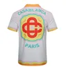 Summer mens t-shirts short sleeve casablanc-s printing loose shirts Casablanca polos Varsity Shirt Womens Loose Silk top Tee asian size M-3XL