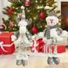 Christmas Toy Supplies White Retractable Christmas Snowman Reindeer Long Legs Standing Telescopic Doll Toy Home Decoration Ornaments Year Gift 231208