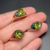 Anel de peridoto de prata esterlina real garantido para mulher de escritório 7mm x 9mm 1ct anel de prata peridoto natural 925 com revestimento de ouro 18K