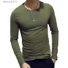 Moda masculina t-shirt casual o-pescoço longo sle magro esportes ao ar livre top l231208