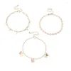 Bracelets de cheville femme bijoux en acier inoxydable chaîne cubaine 3pc plaqué or pour fille accessoires Ins Style cheville décorations cadeaux pour femmes