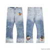 Designer-jeans voor heren Hoge kwaliteit inkjet Graffiti micro-hoorn jeans Luxe denim Gallery Zweetafdeling broek verweerde gescheurde zwart blauw paarse jeans 1391F4