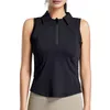 LU-1842 Gilet sportivo con risvolto da donna estivo che corre all'aperto per indossare una tuta da fitness senza maniche nuda top set t-shirt da allenamento per yoga