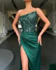 Casual Dresses Green Chest Wrapping Long Robe With Sequins och Slit Female Slim Sexig aftonklänning Drop Wholesale For Business No.277