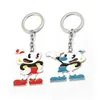 Nyckelringar HSIC 2 Styles Cuphead Keychain Metal Cup Head Key Ring Car Holder Anime Figur Kedjor för män Kvinnor Llavero HC12779 Fred296L