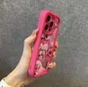 Pink Little Bear Matte Cases For iPhone 15 14 13 12 11 Pro Plus 15pro 14pro 13pro Back Cover Frosted Cell Phone Case