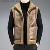 Gilets pour hommes Veste double face Gilet pour hommes de haute qualité Mode chaude Casual Gilet Homme Veste sans manches Gilet d'hiver Manteau de laine d'agneau Q231208