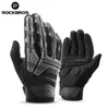 Fem fingrarhandskar Rockbros Tactical Gloves Pekskärm Ridande Cykelhandskar MTB -handskar Termisk varm motorcykel Vinter Autumn Cykelhandskar 231207