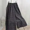 Pantalon femme jambe large lâche plaid femmes laine automne hiver chaud épais élastique taille haute longueur mollet décontracté bureau dame jupe