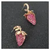 Boucles d'oreilles pendantes UDDEIN à la mode fraise pleine cristal boucles d'oreilles pour les femmes mode Vintage déclaration charmes goutte boucle d'oreille bijoux de fête