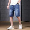 Men's Jeans Big Men's Summer New Brand Denim Shorts Cotton With Holes Loose Elastic Middle Pants Half er Large Plus Size L-8XL 9XL 10XLL231209