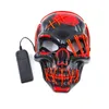 Party Masks 2023 Design Skull Head Mask Horror Skeleton Led Neon Light Decor för Halloween 231207