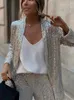 Women's Two Piece Pants Sequined Jacket Flare Pant Suit Women 2023 Autumn Street Long Sleeve Coat Wide Leg Trousers 2 Set Fashion Silver Lady Sets 231207