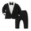 Clothing Sets Baby 1st Birthday Clothes Gentleman Autumn Outfits 1 2 3 Years Boys Party Suit Solid Pants Fake 2PCS Set Toddler Wedding Costume 231207