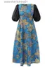 Urban Sexy Jurken Zomer Zonnejurk Boheemse Bloemenprint Maxi Lange Jurk 2023 Vonda Vrouwen Lantaarn Sle Mesh Patchwork Geplooid Feestgewaad Femme L231208