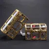 Opbergdozen Vintage Schatkist Sieradendoos Piraat Gouden Muntdoos Dames Ring Oorbel Opslag Transparant Display Box Organizer 231208