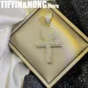 Pendant Necklaces Purple Gemstone Cross Necklace High Quality Gold Plated Diamond Set Free Delivery Rock Gift 231208