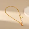 Choker CcGood Paperclip Owalny łańcuch 18 K Stated Gold Color Ball Naszyjnik dla kobiet