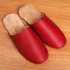 Genuine Leather Women's Slippers Sold with Box Solid Color Cowhide Leather Women Slides