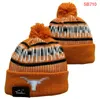 Czapki mężczyzn NCAA Alabama Texas Hats Wszystkie 32 drużyny dzianinowe kajdanki Longhorns Vailies Stripeed Wool Wool Warme USA College Sport Hat Beanie Cap for Women A1