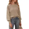 Knit Sweaters Womens Autumn and Winter New Personalized Fashion Lantern Sleeves Round Neck Pullover Knitted 323