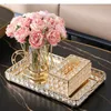 Förvaringslådor Creative European Style Crystal Storage Tray med matbord soffbord förvaring Lätt lyxlådor bricka vardagsrum dekoration 231208