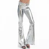 Women's Two Piece Pants Pantalon metallique a clochettes brillantes pour femmes leggings de fitness vintage sexy taille basse 231206