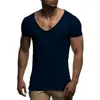 Men's Suits A2067 Arrival Deep V Neck Short Sleeve Men T Shirt Slim Fit T-shirt Thin Top Tee Casual Summer Tshirt Camisetas Hombre