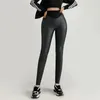 Pantalon féminin Femmes en cuir haut élastique Leggings brillants pantalons